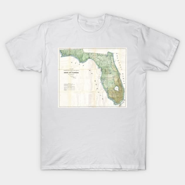 Vintage Map of Florida (1853) T-Shirt by Bravuramedia